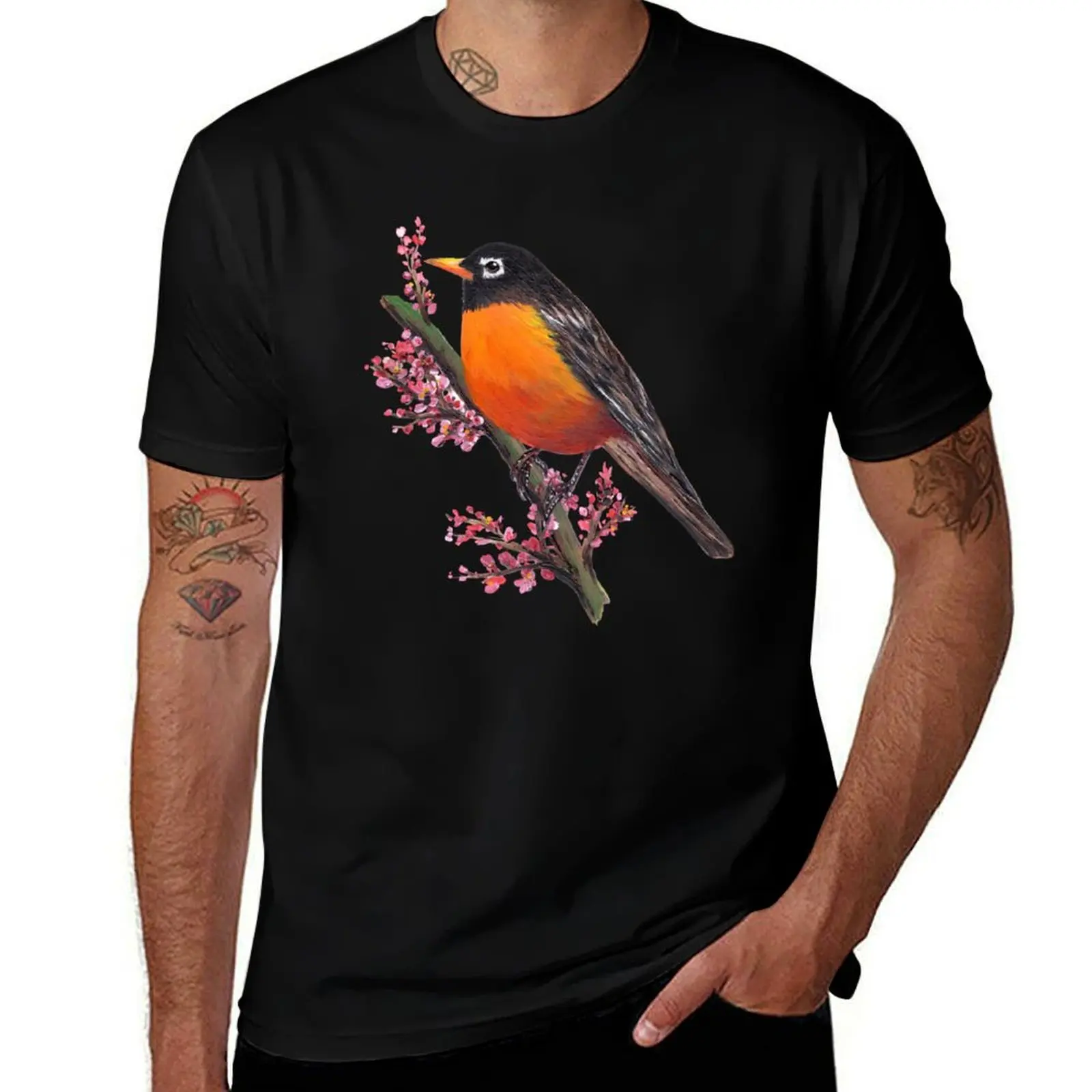 American Robin Bird T-Shirt Street Fashion Casual Tee Shirt T-Shirt