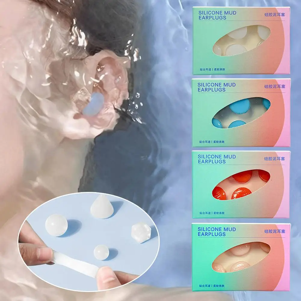 6 قطعة سدادات سيليكون لينة مع حقيبة حمل سدادات الأذن الصامت إلغاء الضوضاء النوم الأذن التوصيل مقاوم للماء سدادات حماية الأذن