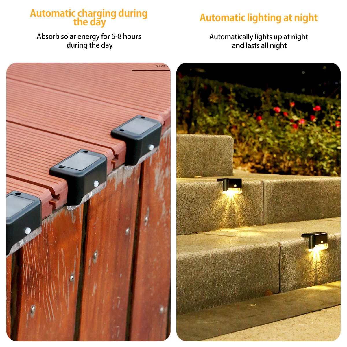 Imagem -03 - Luzes Solares Led Luzes ao ar Livre Ip65 Jardim Decoração Luzes Passo Deck Luzes Lâmpadas Jardim Iluminação Cerca Pátio Decoração