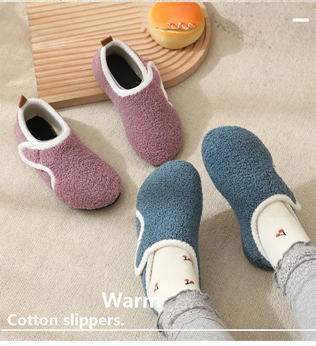 Kinder-Baumwollpantoffeln, Einfarbige Warme Winter-Hausschuhe für Jungen und Mädchen, Plüsch-Bodenschuhe, Weiche Sohle, Rutschfeste Baumwollschuhe für Drinnen – Detail 4