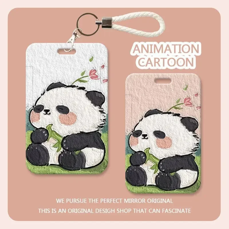 Cute Panda Card Holders Student ID Card Protective Cover Cases Student Campus Access Cards Case Protection Shell Card Sleeve