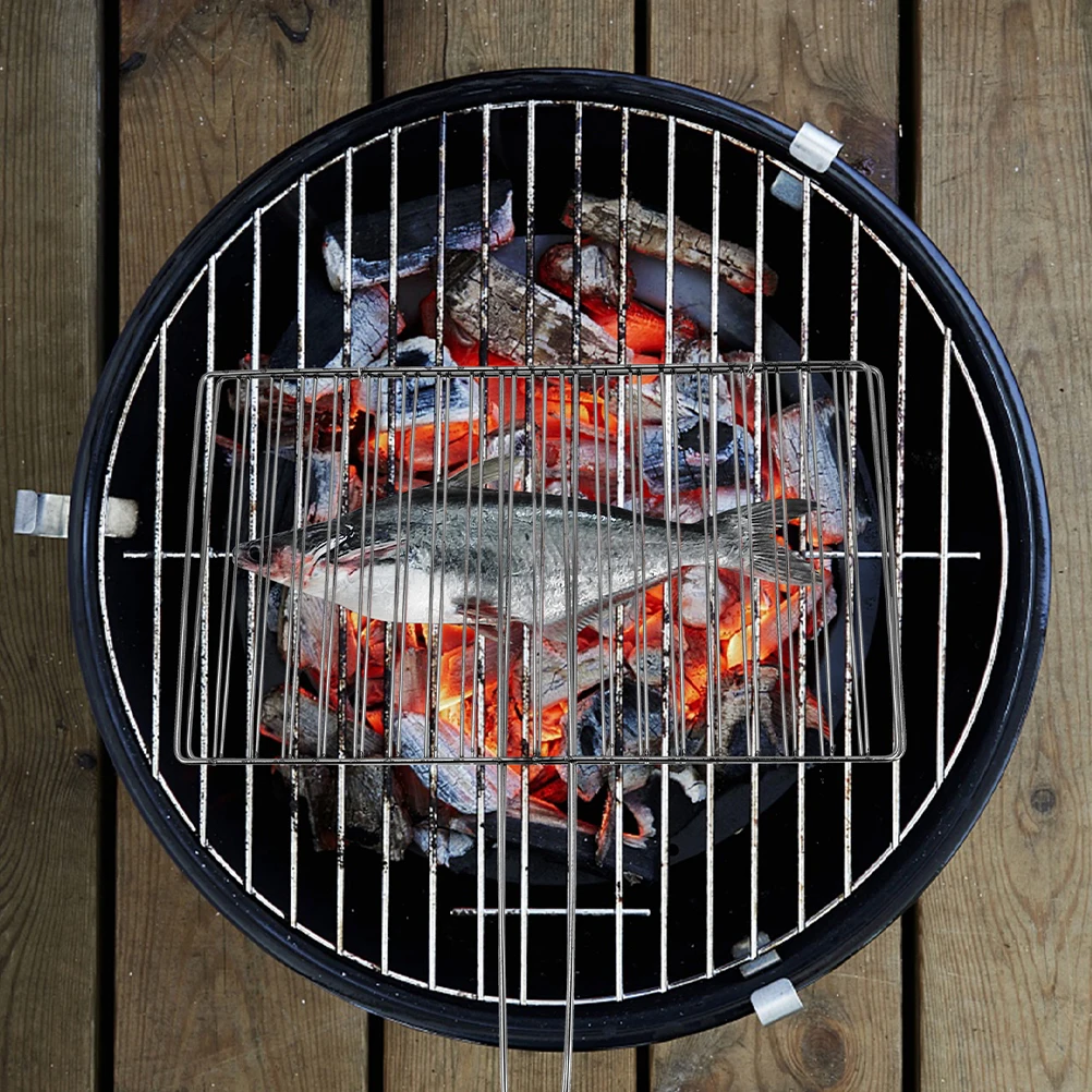 

Thickened Grilled Fish Clip Campfire Grilling Rack Barbecue Griddle Charcoal Baking Cooling Foldable Bbq Lamb