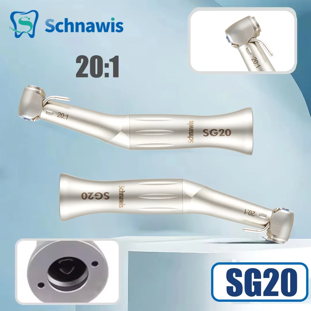 

SG20 contraangulo Dental Low Speed Handpiece 20:1 Reduction Implant Surgery Contra Angle Handpiece Air Turbine