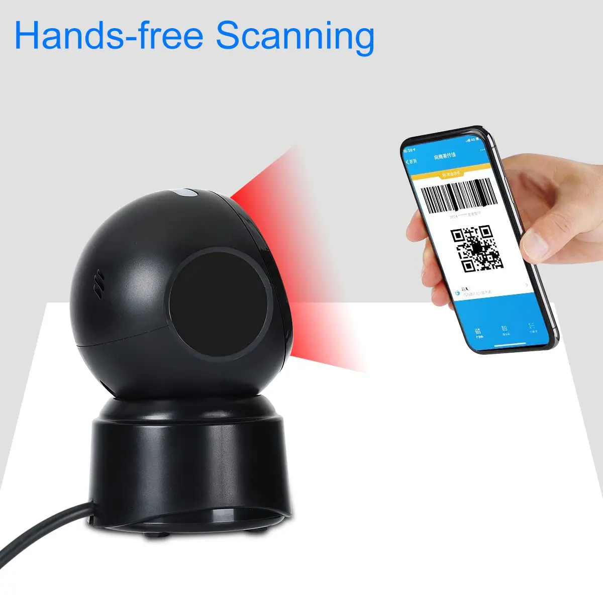 Imagem -03 - Kercan Kr-pt12 Automático Omnidirecional Hands- Wired Usb Wired Usb 2d qr Pdf417 Data Matrix Barcode Scanner Reader