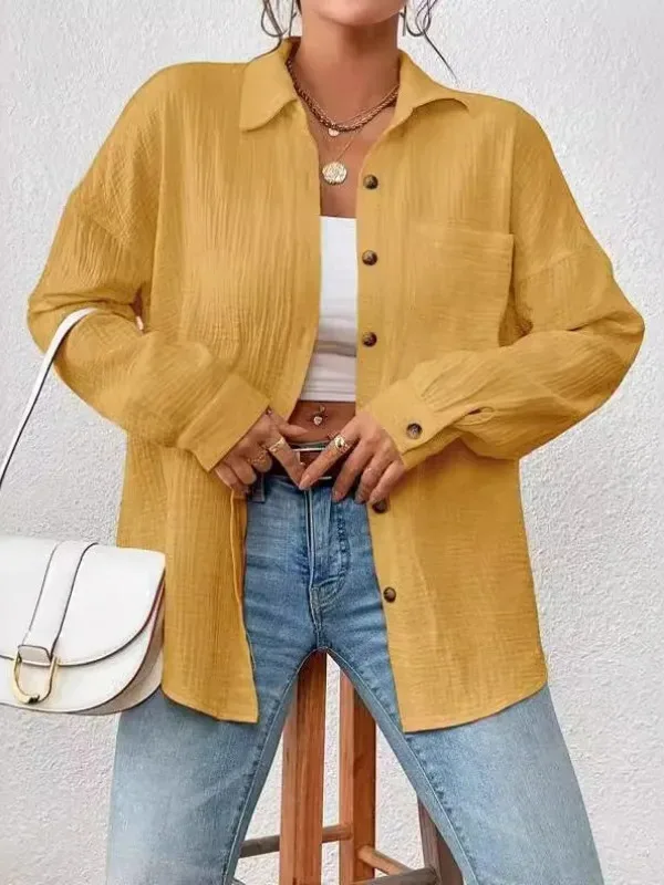 100% garza di cotone mussola camicie da donna casual colletto rovesciato manica lunga top ufficio signora camicette eleganti per le donne Blusas BQ92