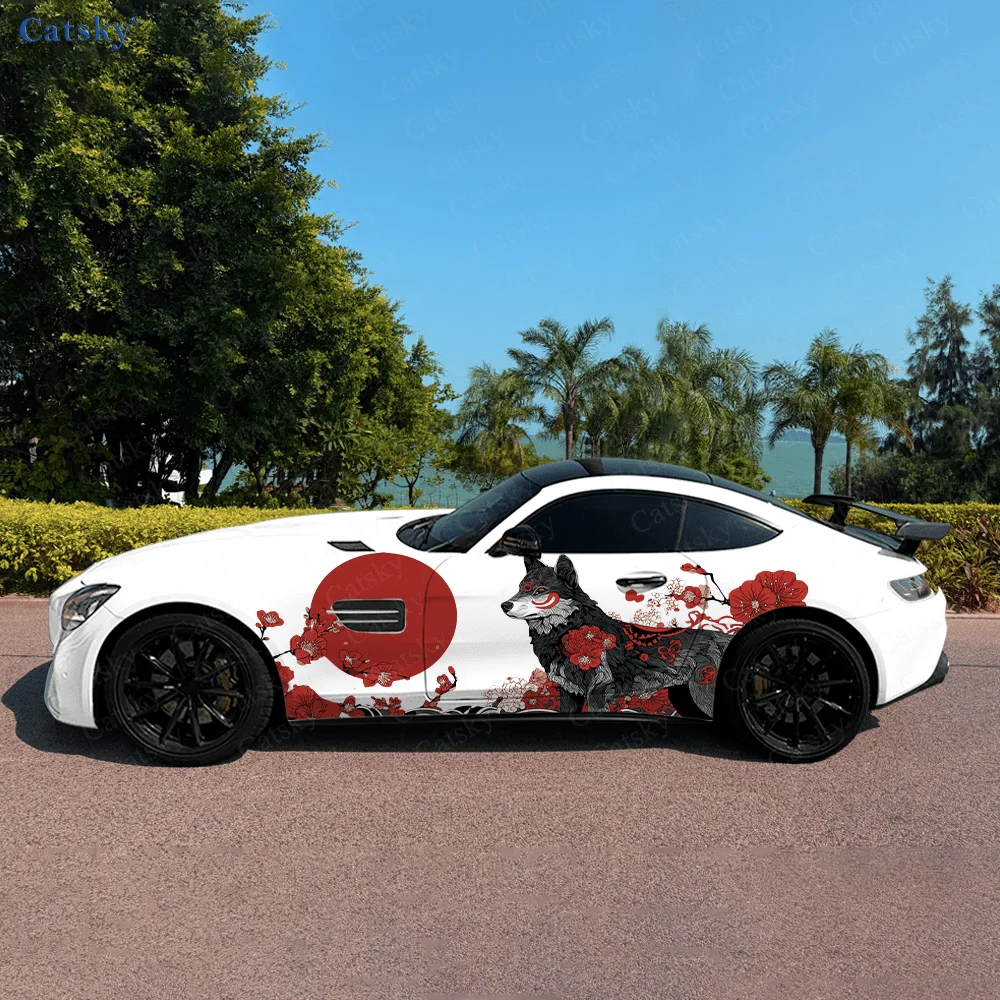 

Виниловая наклейка с цветком вишни волка, самоклеящаяся наклейка из ПВХ, подходит для грузовиков, внедорожников, декора, автоаксессуары, подарок