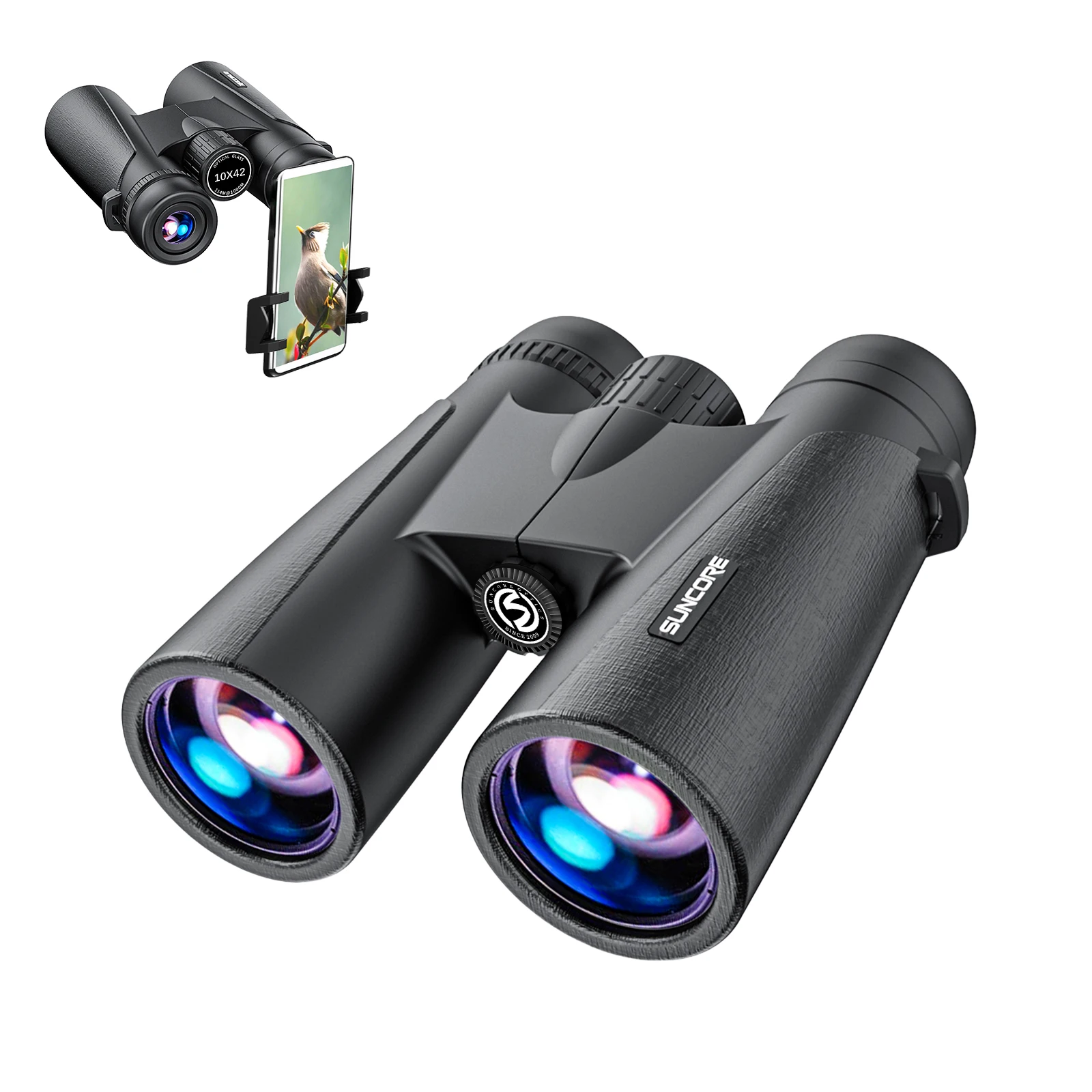 

Бинокль 10X42 HD для взрослых, мощный, с улучшенным адаптером для телефона - Бинокль с широким полем зрения и четким изображением при слабом освещении - Li