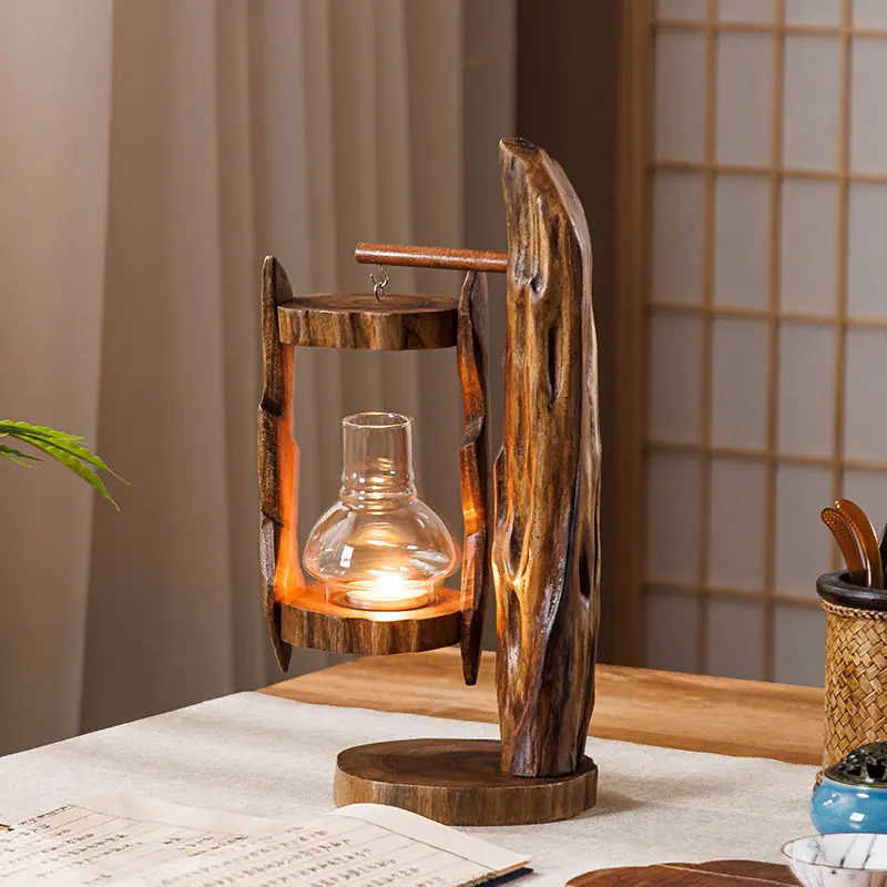 

Log wind lamp retro creative candlestick study desktop candle base zen ornament