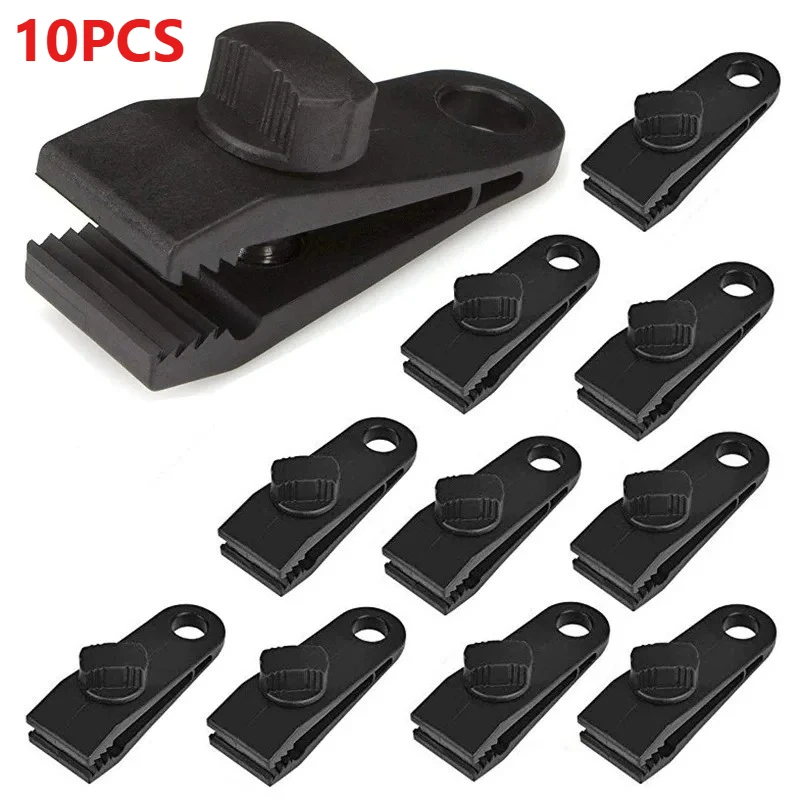 10er-Set Campingzelt-Clips, winddichte Krokodilklemmen, drehbare Kiefergriffe, Planenbefestigungsklammern, Outdoor-Vordach-Zubehör