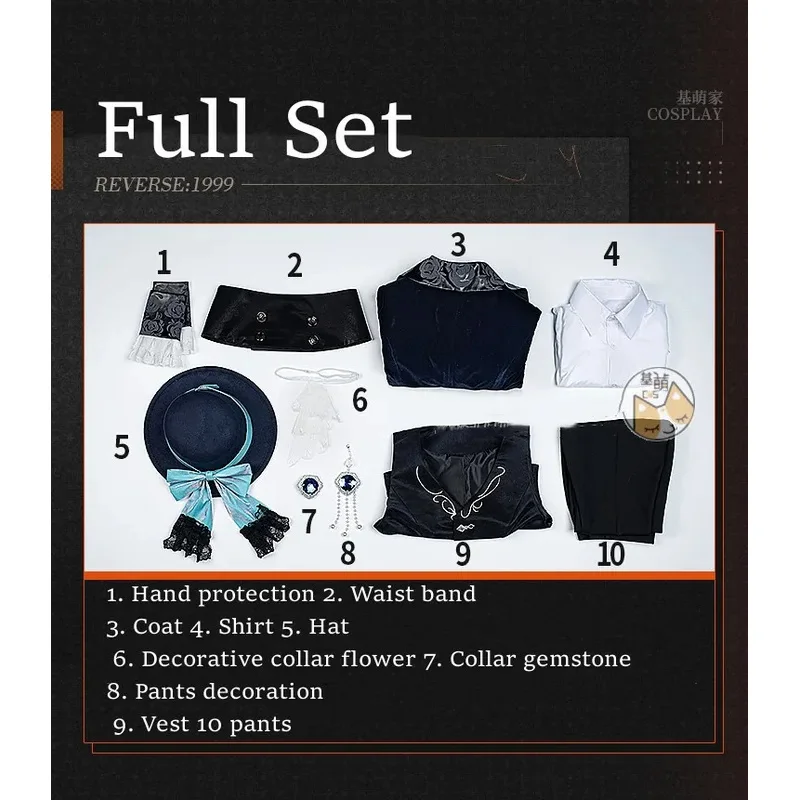 DUDU-SR Vertin Cosplay Costume Game Reverse:1999 Cosplay Women Costume Vertin Cosplay Hat Reverse:1999 Timekeeper Christmas