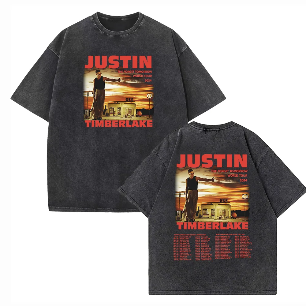 2024 Justin Timberlake Tour Shirts Harajuku Vintage O-Neck Short Sleeve Cotton Man Woman T-Shirts Gift Tops