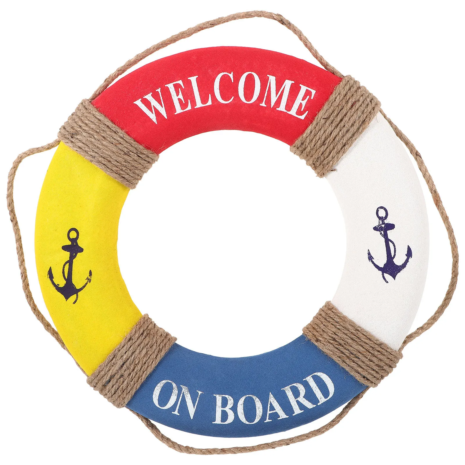 

1pc 40Cm Lifebuoy Decoration Mediterranean Style Home Decor For Cafe Restaurant Bar Wall Hanging Welcome Sign Red Yellow