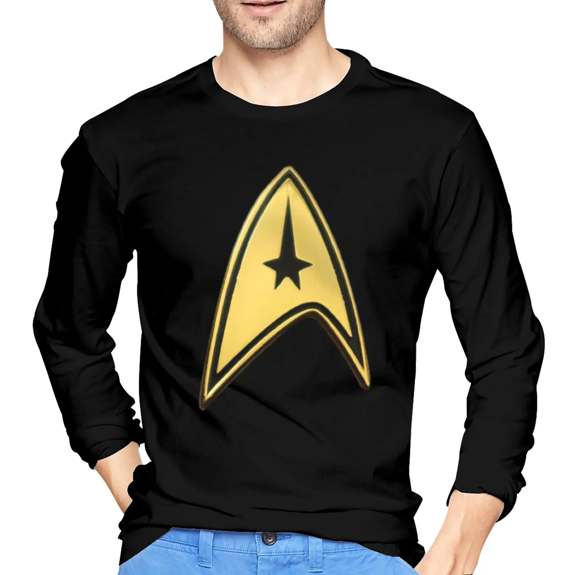 

Star Treks Science Fiction TV Series Men's Long Sleeved T-shirt Fashion Round Neck T shirts Spring and Autumn Men tops