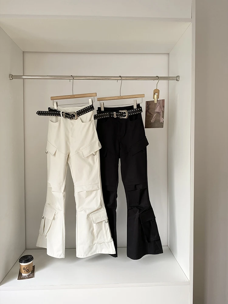 

New American style niche design trend spring 2025 spicy girl micro flared cargo pants women versatile high waisted pants