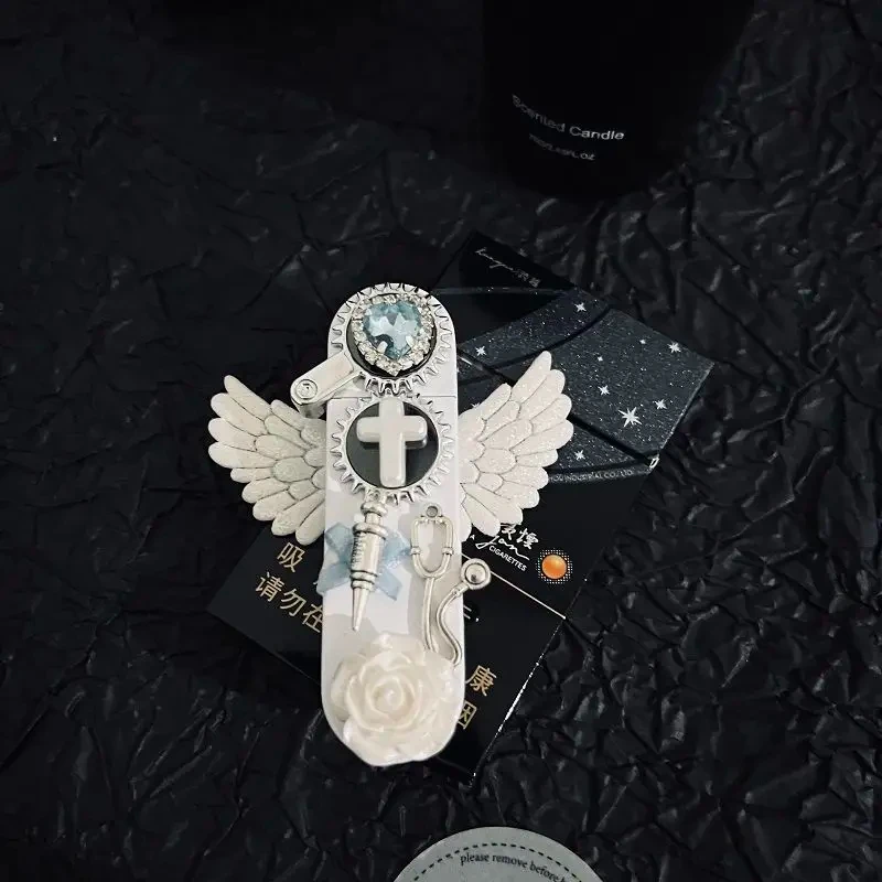 Angel Wings Pure White Equipment Lighter Sacred Pink Flame Lighter