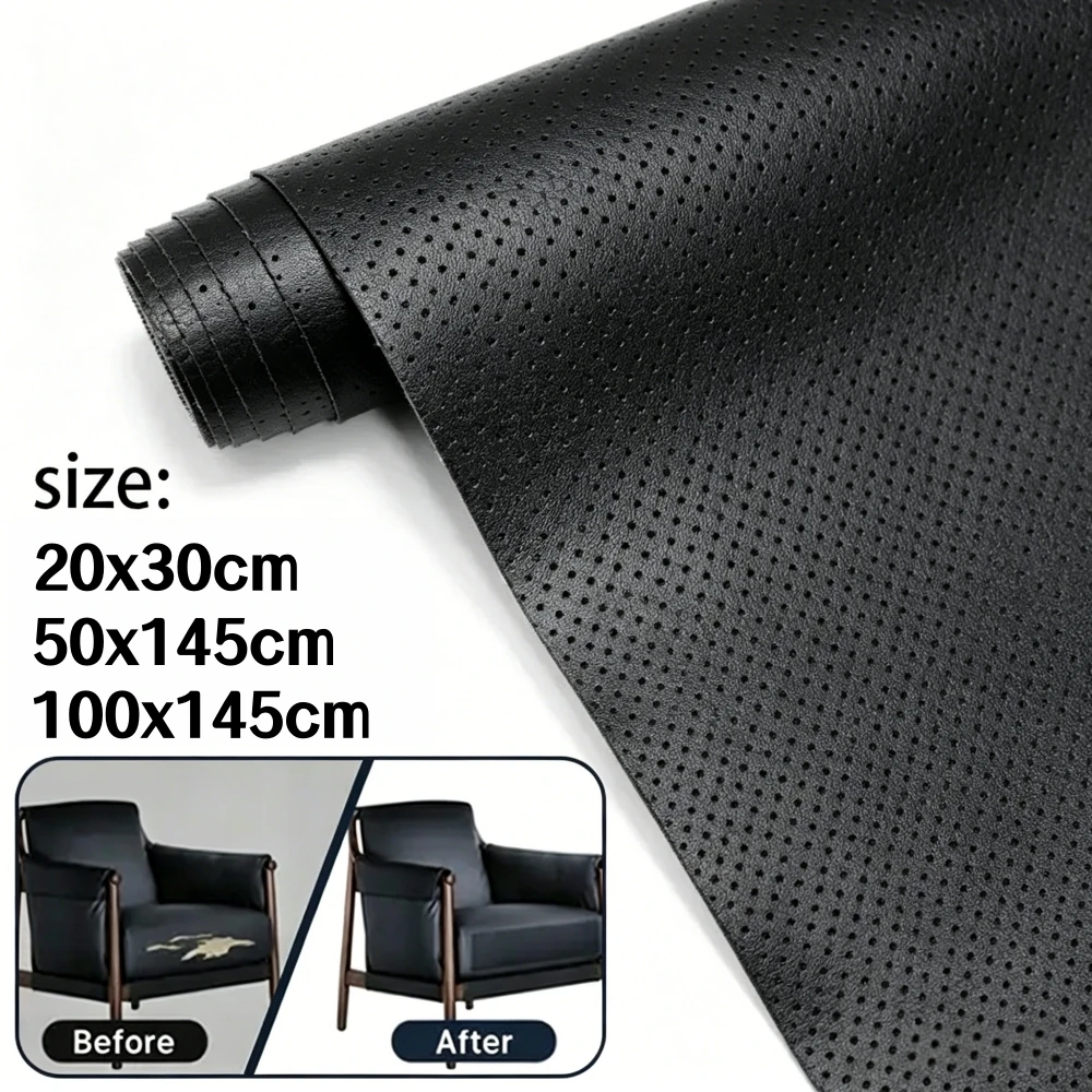 Waterproof PU Leather Sticker Breathable Perforated Self-adhesive Leather Sofa Seat Bag Repair Refurbished Car Interior Modified