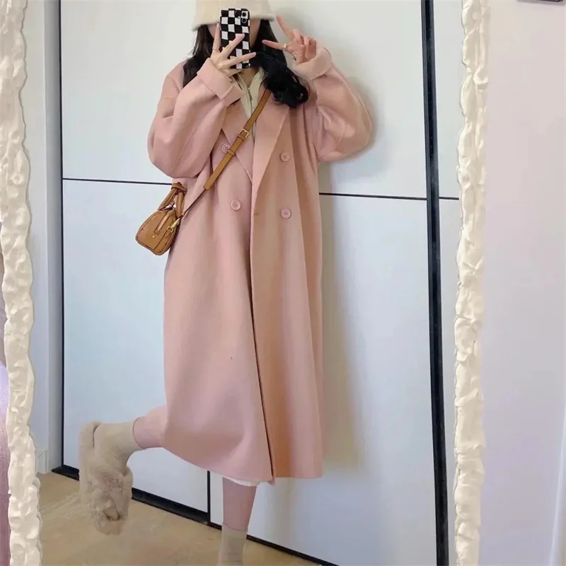 2024 New French Winter Romantic Temperament Women's Sweet and Fresh Woolen Coat Jacket Long Casual High-end Coat for Women