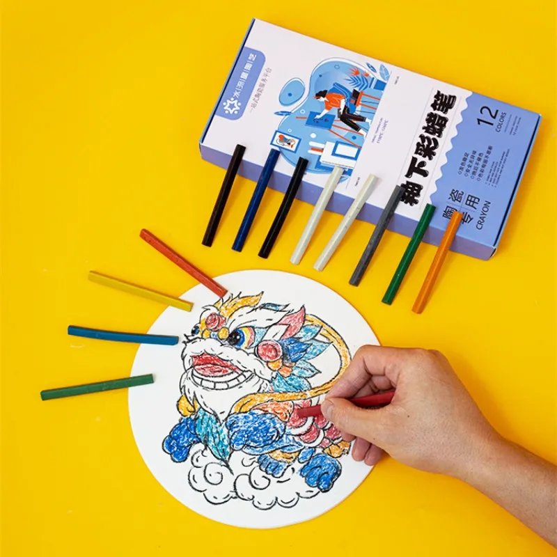 12-color Ceramic Coloring Crayon Set with Bright Colors Safe and Non-toxic Painting Coloring Pigments Pottery Tools