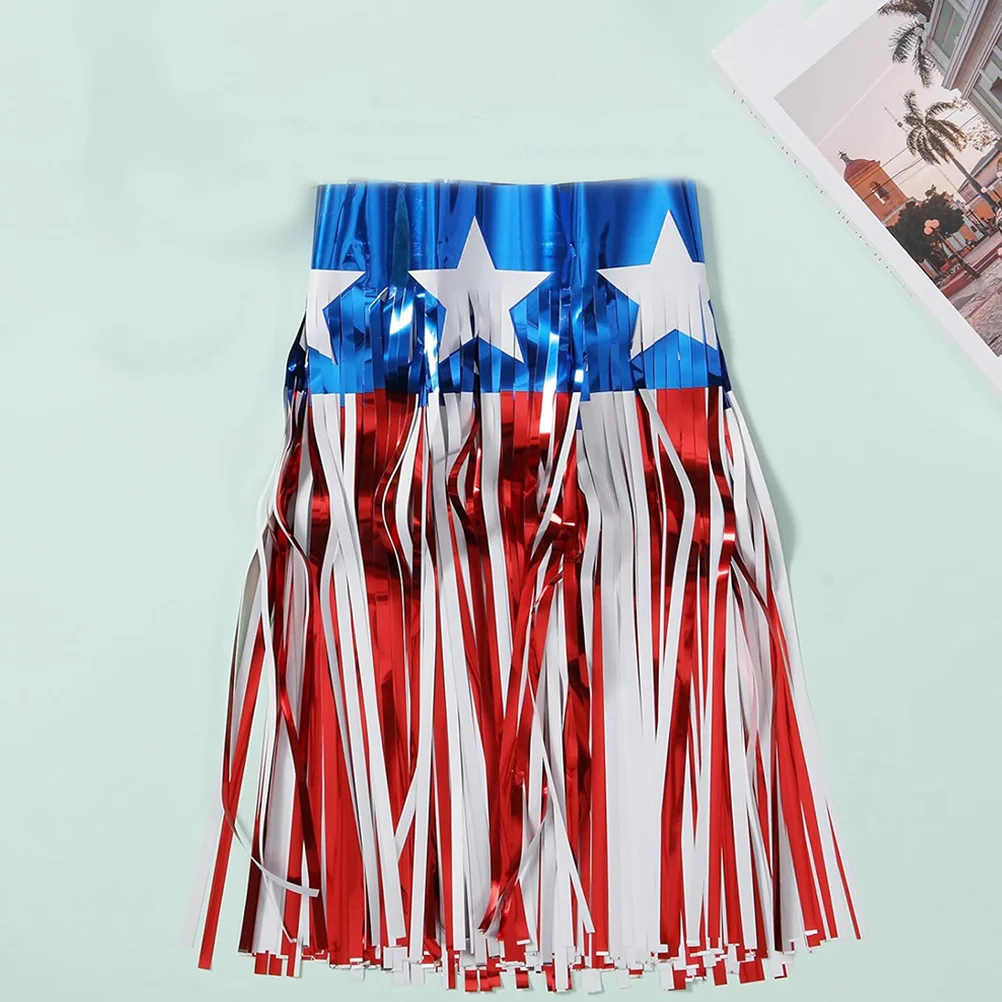 Red White Blue Pet Tinsel Fringe Garland 1Set Independence Day Patriotic Decor Adjustable Length Banner Patriotic Ornaments