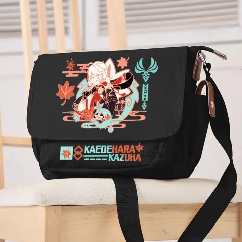 Game Genshin Impact Kazuha Hutao torby na ramię torba na ramię mężczyzn kobiet przyczynowy regulowany pasek Messengerbag Crossbody Haversack