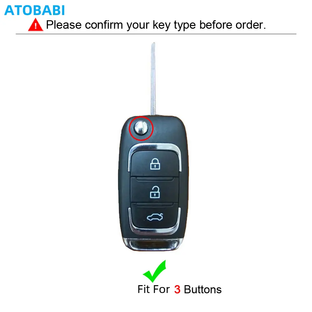 ATOBABI Leather Car Key Cases Jacket For Lifan X70 3 Buttons Folding Keychain Holder Remote Control Fobs Shell Protector Cover