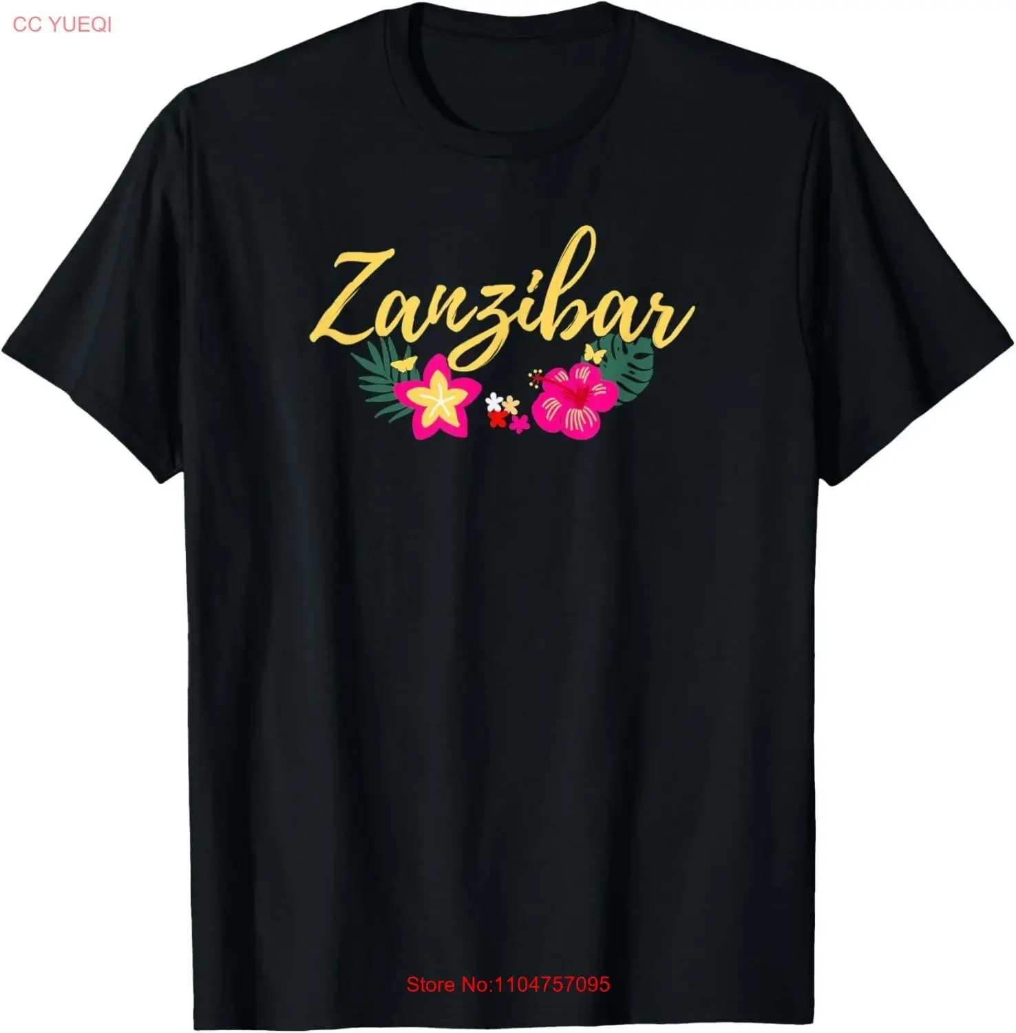 Zanzibar Tanzania África flores tropicales playa vida camiseta vintage lavado ropa de diseñador ropa de calle versátil moda