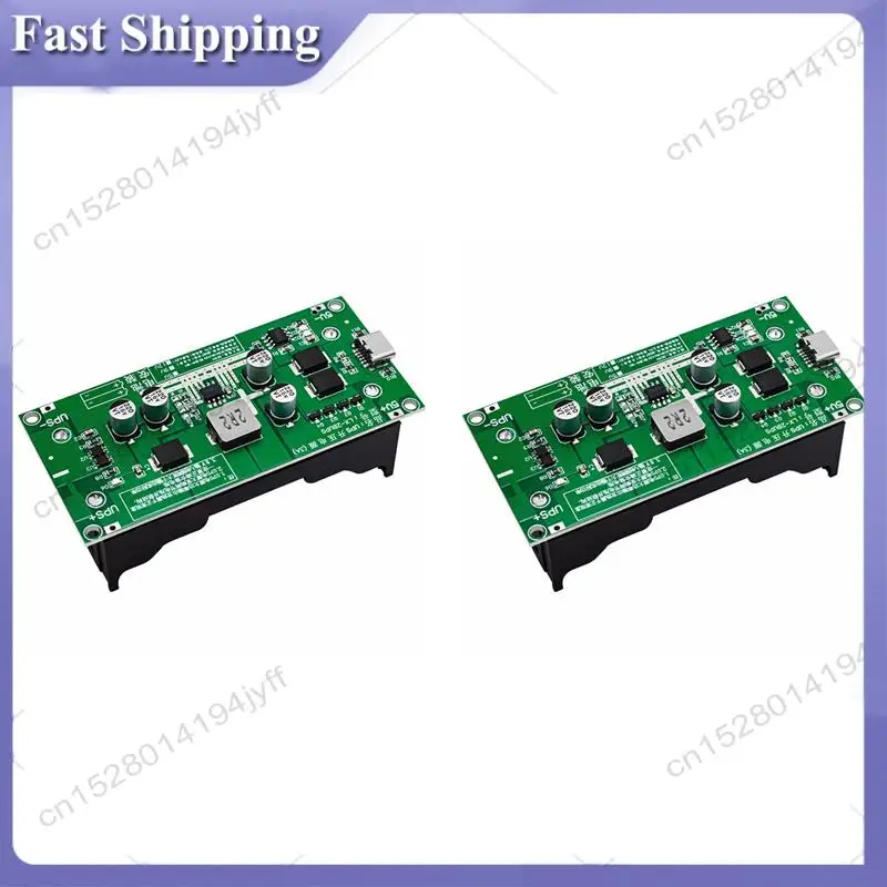 -ABDH 2X Type-C 15W 3A 18650 Lithium Battery Charger Module DC-DC Step Up Booster Fast Charge UPS Power Supply Converter 12V
