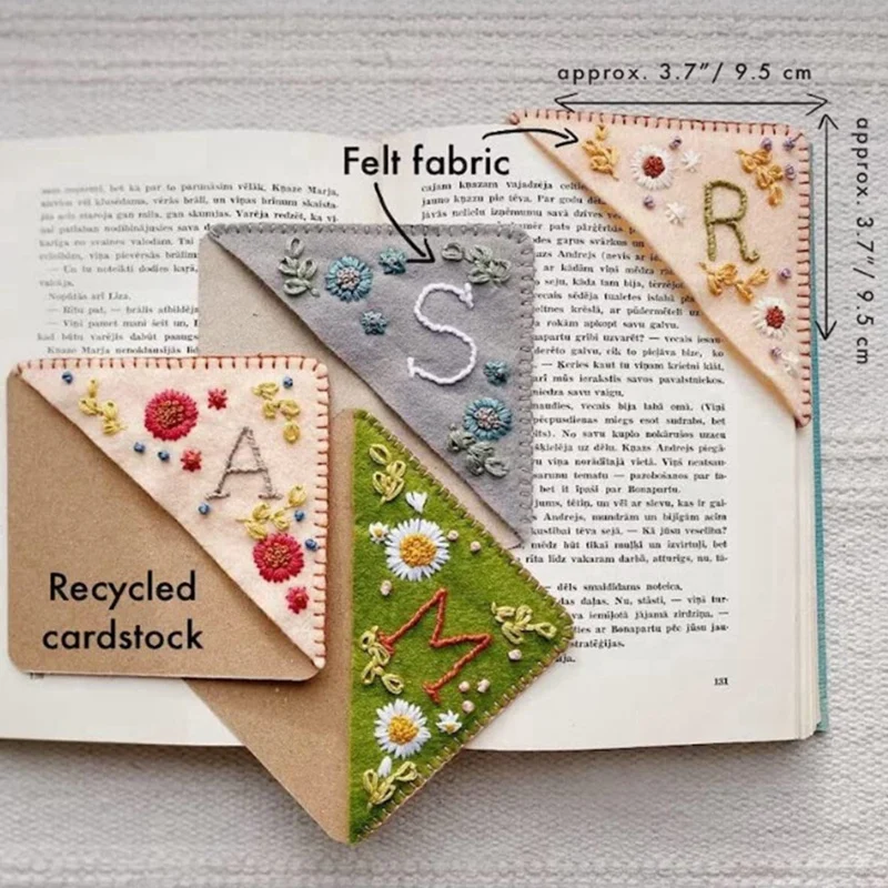 4 Pcs Spring, Summer, Autumn And Winter Bookmark Embroidery Bookmarks Hand-Embroidered Corner Decoration(J)