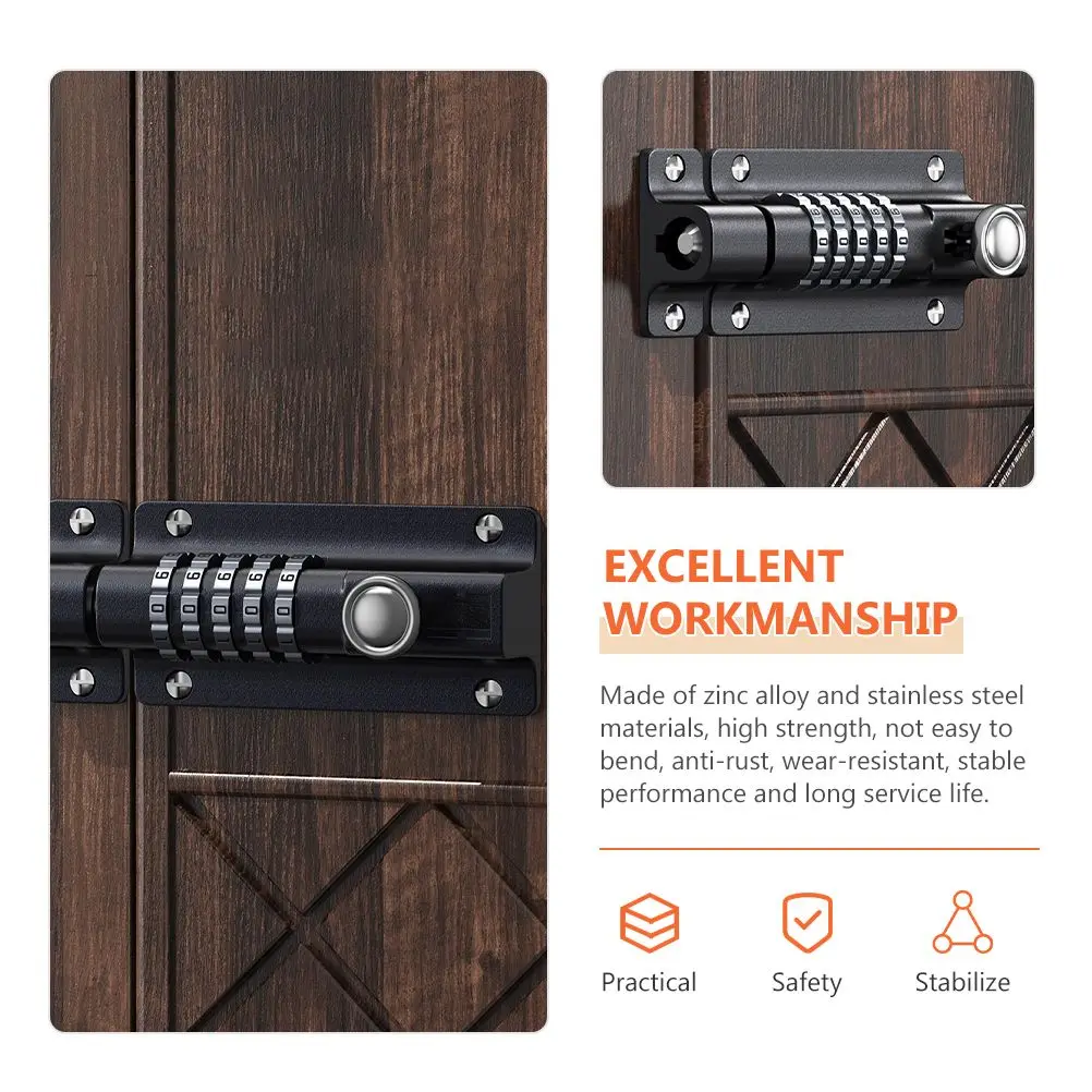 Combination Password Deadbolt Lock for Doors Fences Gates Black Portable Code Bolt Security Smooth Polishing Rust