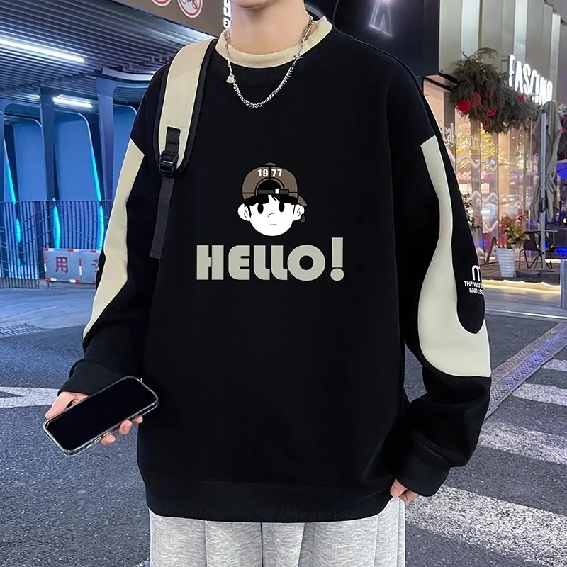 

Модные мужские толстовки S-6XL, осенние футболки с длинными рукавами свободного кроя, высококачественные повседневные толстовки в корейском стиле