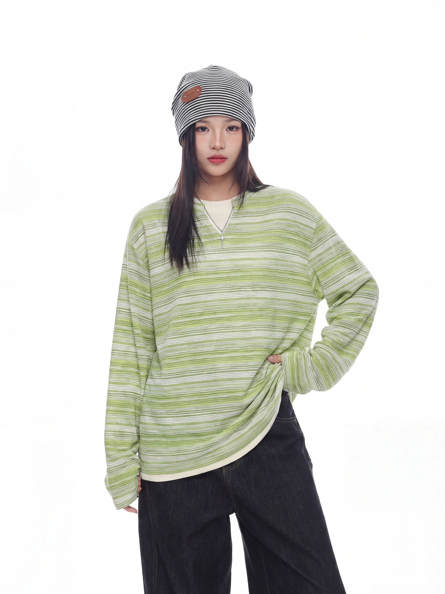 

Американская полосатая футболка с длинным рукавом для женщин, весенняя новинка, модный дизайн, цветные блоки, повседневный универсальный свитшот, трендовый топ