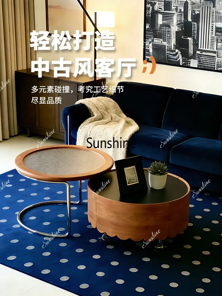 

YFrench solid wood, coffee table combination, modern simple small apartment living room home light luxury high-end sense
