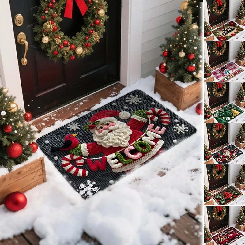 

Рождественский дверной коврик Красный Санта-Клаус Открытый и внутренний ковер с пряничным человечком Новый год 2026 С Рождеством Домашний декор Коврик для ног