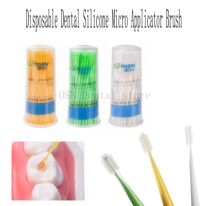 100pcs/Box Dental Disposable Silicone Micro Applicator Brush Fiber-Free Microbrush S/M/L Oral Care Dentistry Consumable Tools