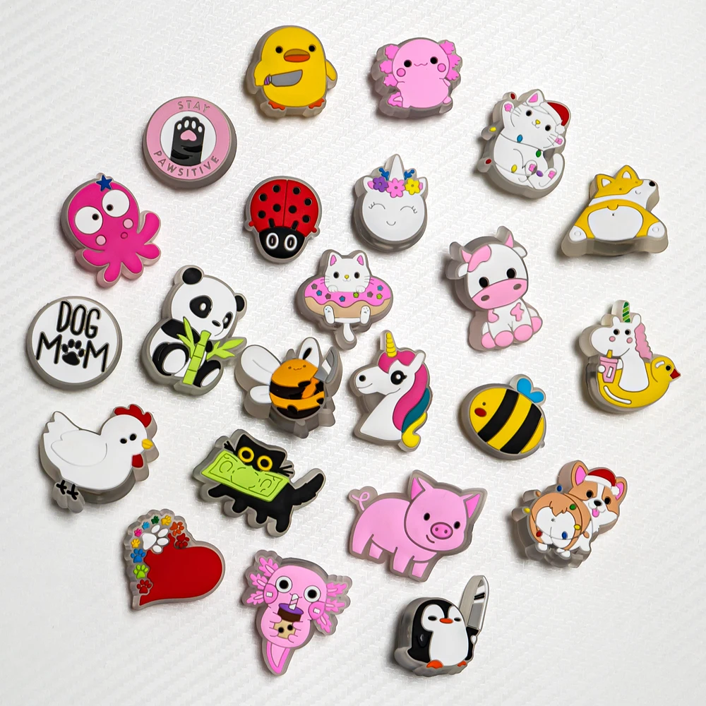 1 Uds. De dijes LED para zapatos de animales, divertido pato, cerdo, Panda, gato, decoraciones luminosas para zapatos, salamandra rosa, accesorios