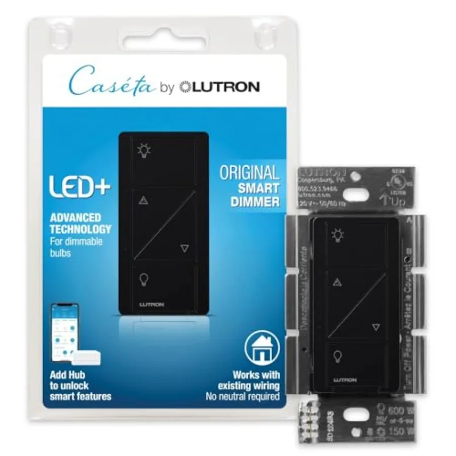 

Caseta Original Switch Required for LED Lights 150 Watt Single-Pole/3-Way No Neutral Required PD-6WCL-BL