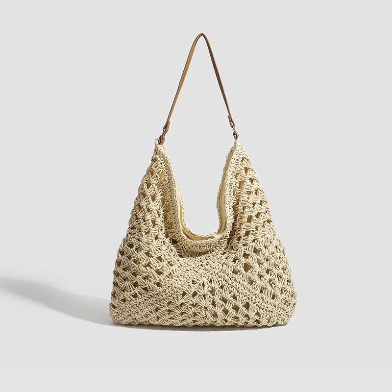 

Women's woven handbag, portable shoulder bag, summer beach wallet, shopping backpack, women's tote bag
