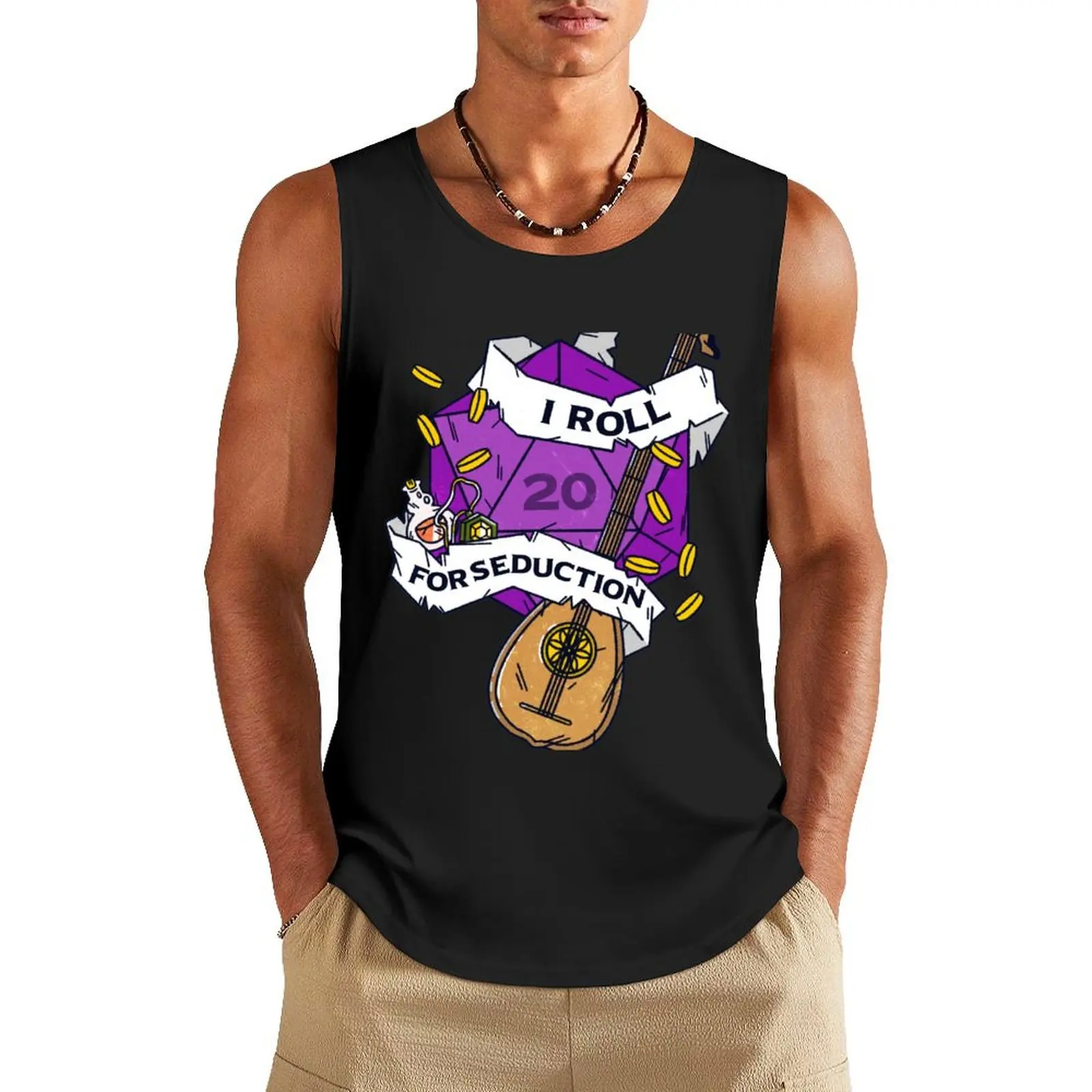 

Tabletop RPG Bard - I Roll For Seduction Tank Top Men gym sportswear Top sleeveless gym shirt man fitness quick-drying t-shirt