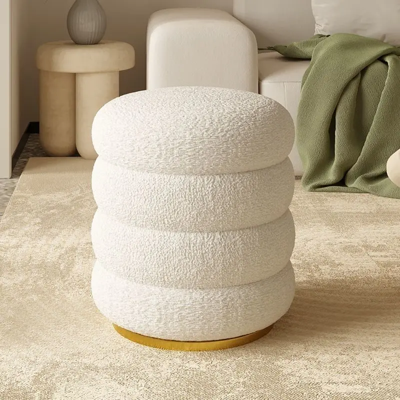 Nordic Dressing Table Round Stool Home Luxury Bedroom Makeup Stool Living Room Sofa Stool Balcony Tatami Stool Door Shoe Stool