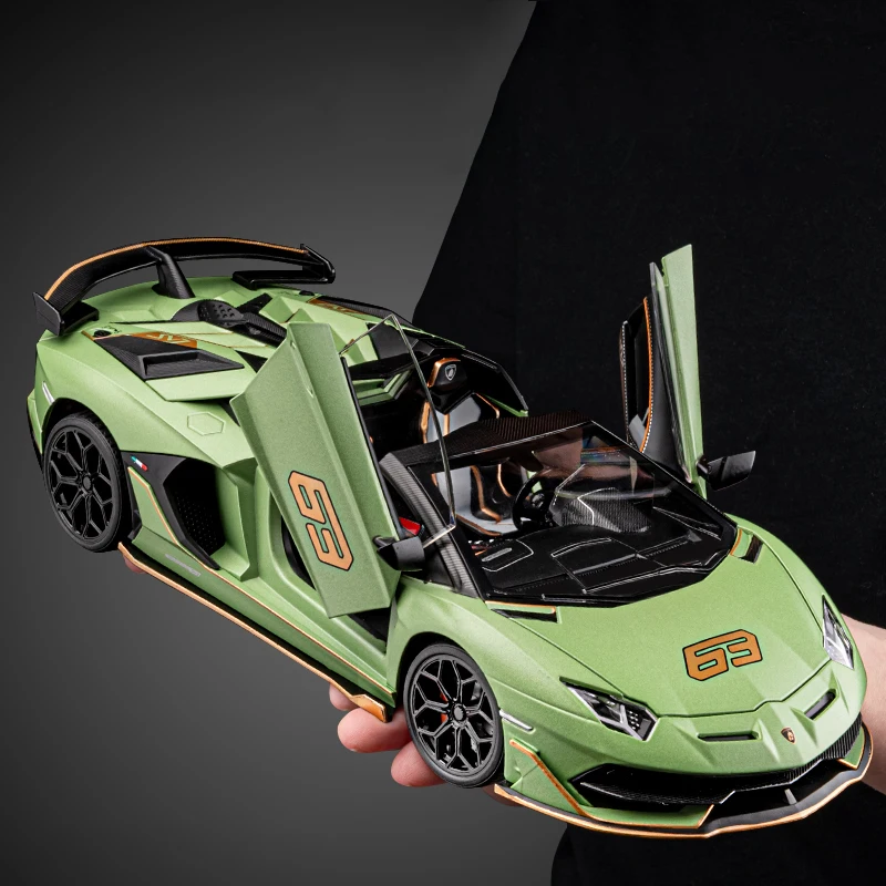 1:18 Lamborghinis Aventador SVJ63 Alloy Toy Car Model Wheel Steering Sound and Light Children\'s Toy Collectibles Birthday Gift