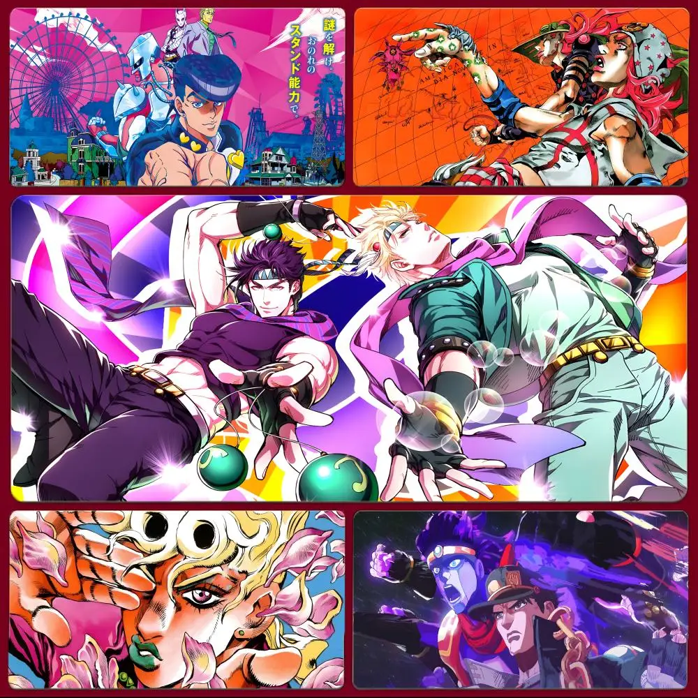 Cool Anime J-JoJo's Bizarre Adventure Mouse Pad Large Gaming Mousepad with Stitched Edges Thickened Desk Mat PC