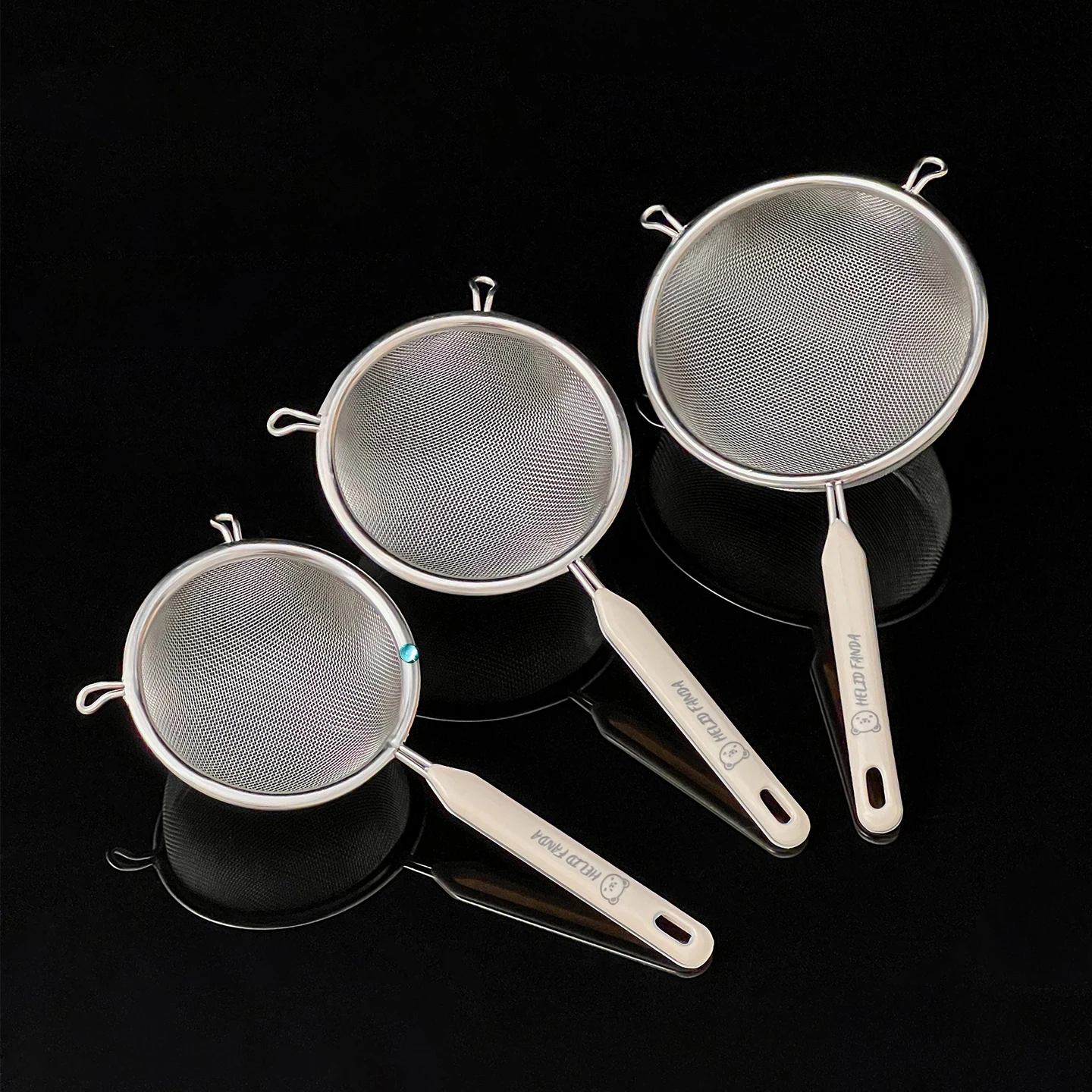 304 Stainless Steel Colander Durable Residue Strainer Plastic Handle Fine Mesh Oil Skimmer Spoon Flour Sieve Kitchen Accessories
