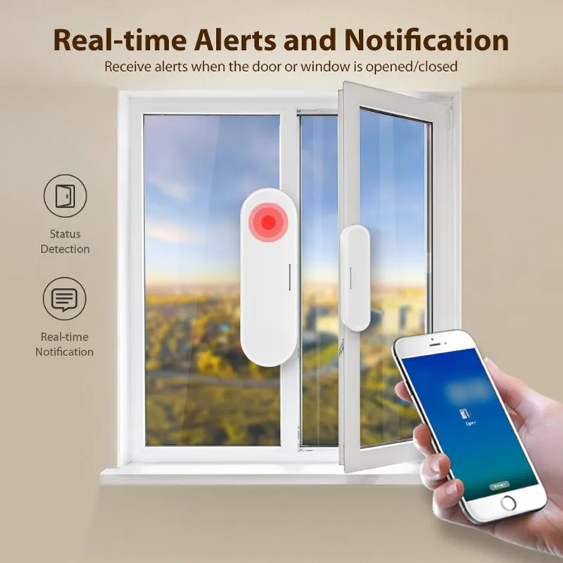 Tuya Matter Thread Door Window Sensor USB Powered Smart Home Door Sensor Detect Alarm Work With HomeKit Alexa Google Home