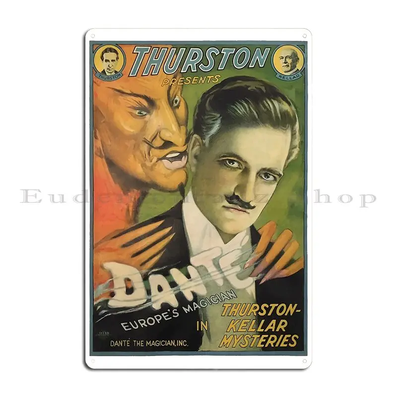 Thurston Presents Dante Europes Magician Vintage Poster Monsterplanet Metal Plaque Iron Plaques Designing Cave Tin Sign Poster