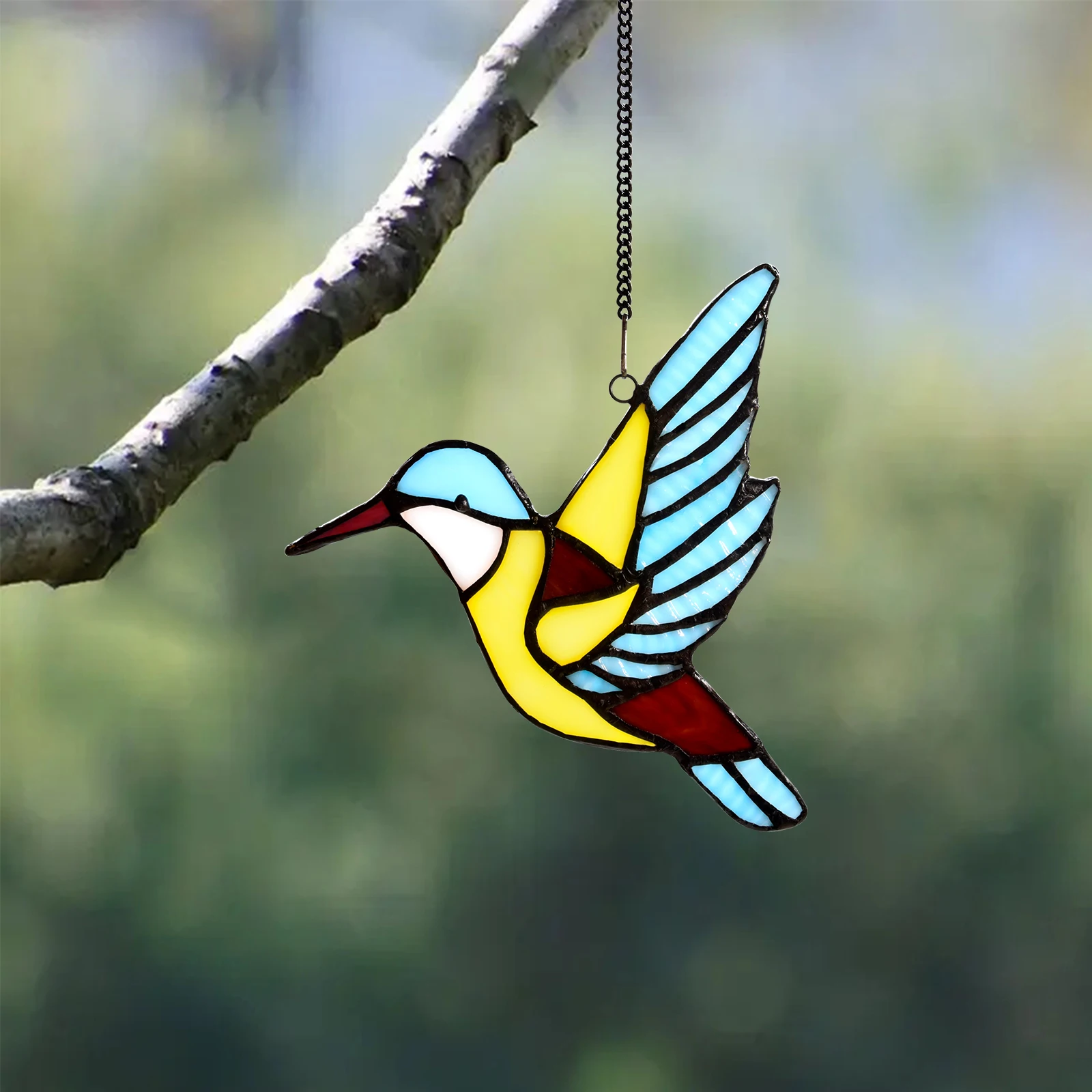 Stained Glass Window Hanging,Hummingbird Sun Catchers Hanging Ornament For All Seasons Hanging Decor Perfect Home Garden Gift