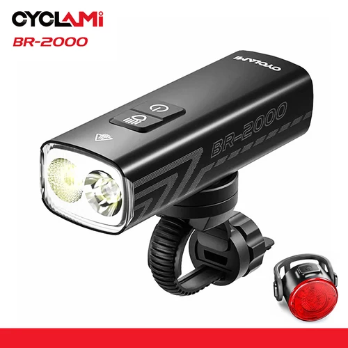 CYCLAMI luz de bicicleta BR 2000 lúmenes LED juego recargable bicicleta de carretera MTB faro delantero trasero lámpara linterna luz trasera de ciclismo