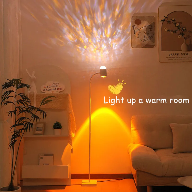 Sunset projector lamp + water ripple light dual-purpose ambient light, bedroom decorative background wall floor lamps