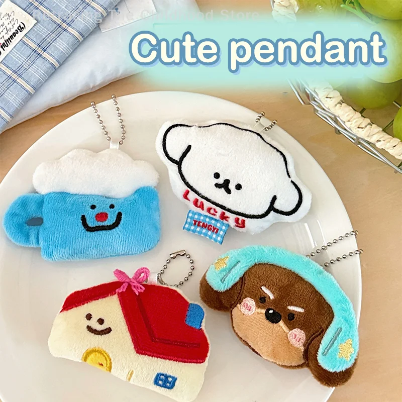Cartoon puppy pluche sleutelhanger schattig huis gevulde pop sleutelhanger mooie tas hanger rugzak hangende decoratie paar geschenken