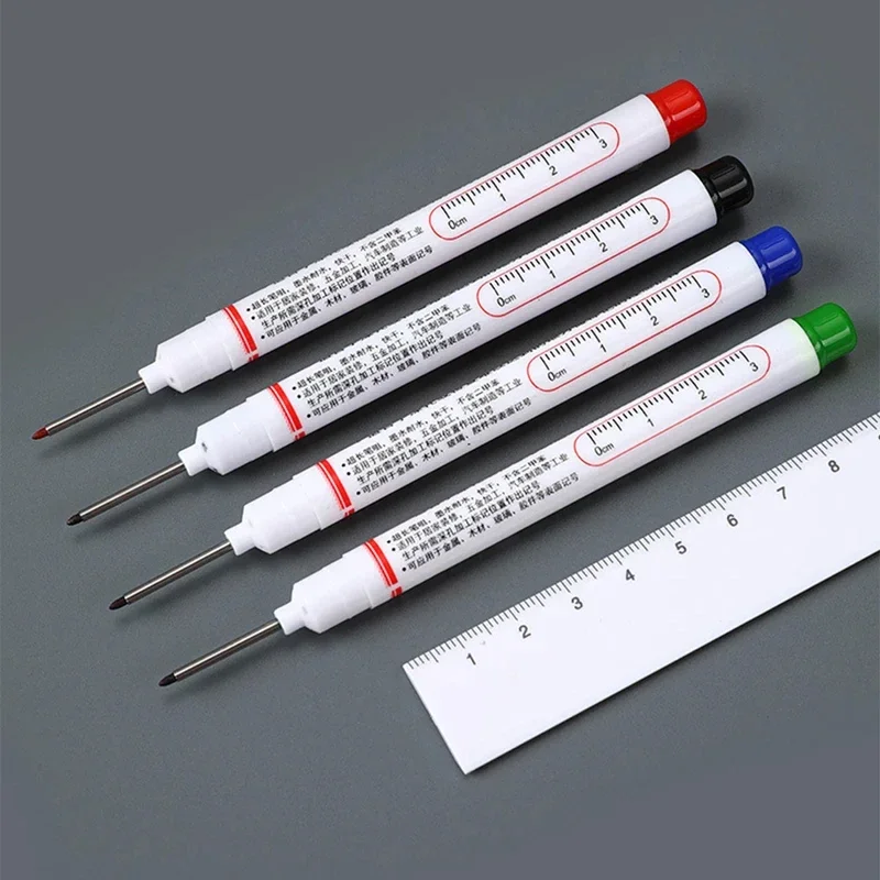 1/4Pcs Long Head Markers Pen Waterproof Deep Hole Marker Pen Red/Black/Blue/Green for Woodworking Tile Decoration Goods Mark image 6