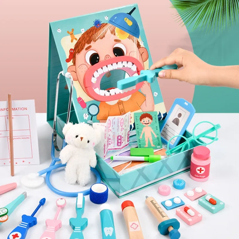 Pretend Play Dentisit Set Simulation Stethoscope Medical Nurse Games Medical Toys For Girls Doctor Kits For  Wooden Toys